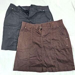 Croft & Barrow Cargo Skort Lot 2 Pair Black Brown Utility Hiking Skirt Shorts 6